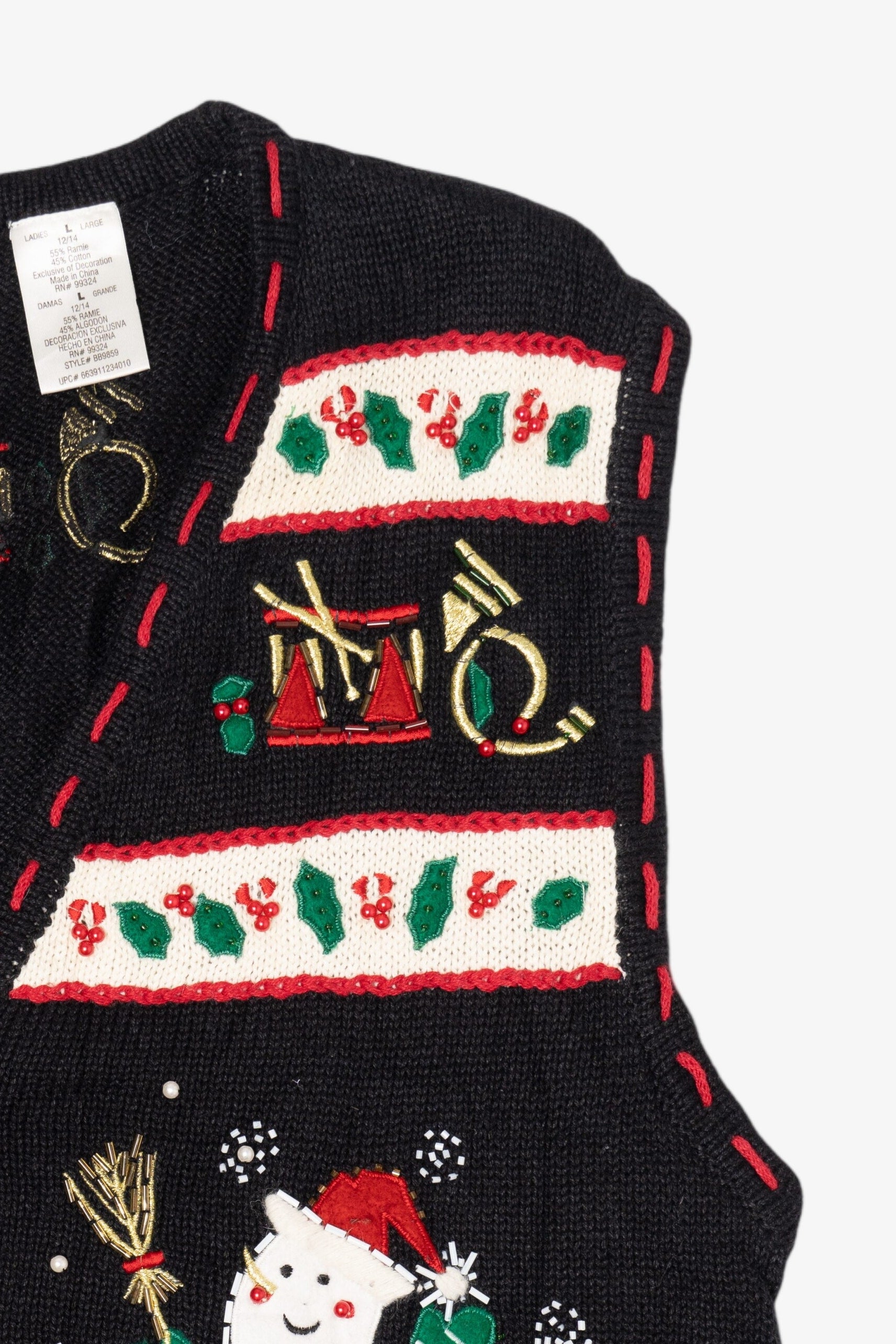 Vintage Black Bobbie Brooks Snowmen Ugly Christmas Vest (1990s)