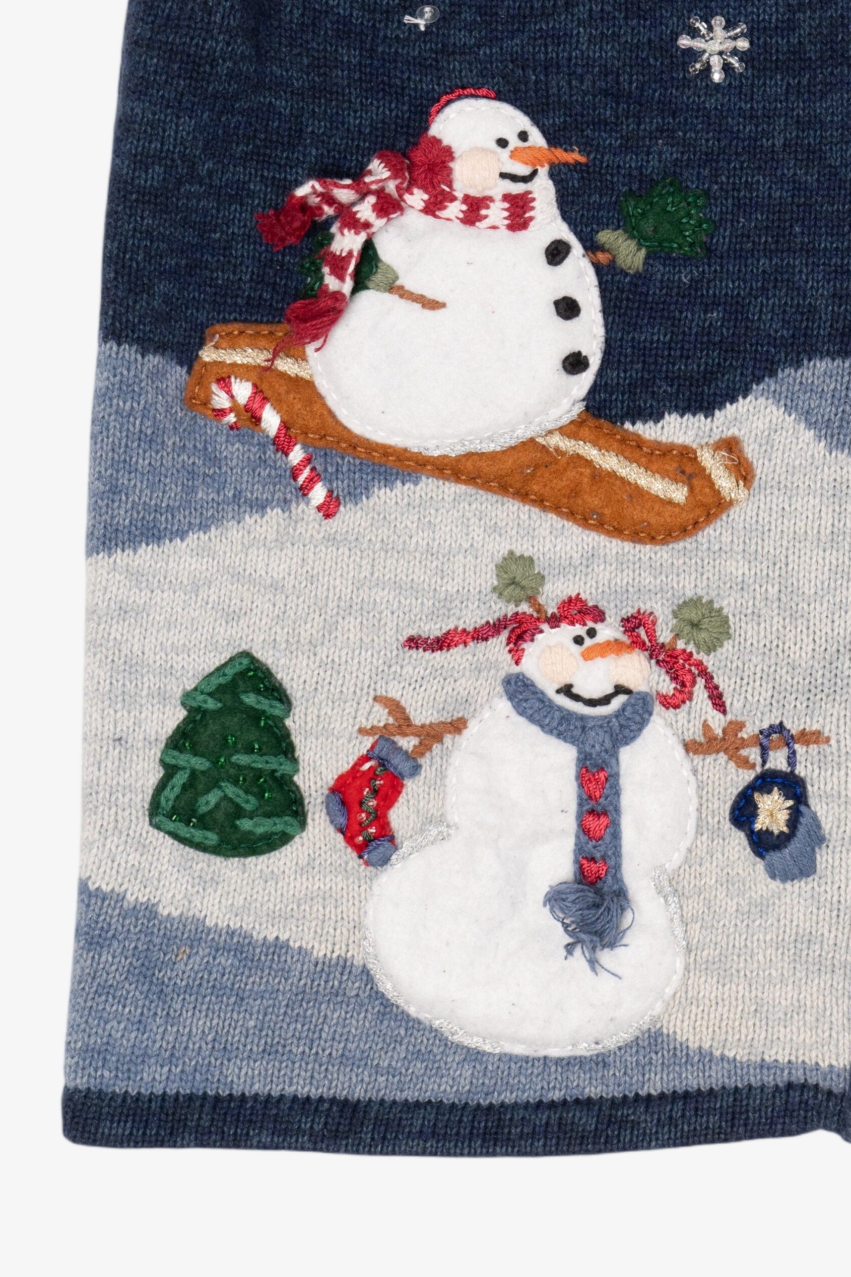 Vintage Blue Heirloom Collectible Snowmen Ugly Christmas Vest (2000s)