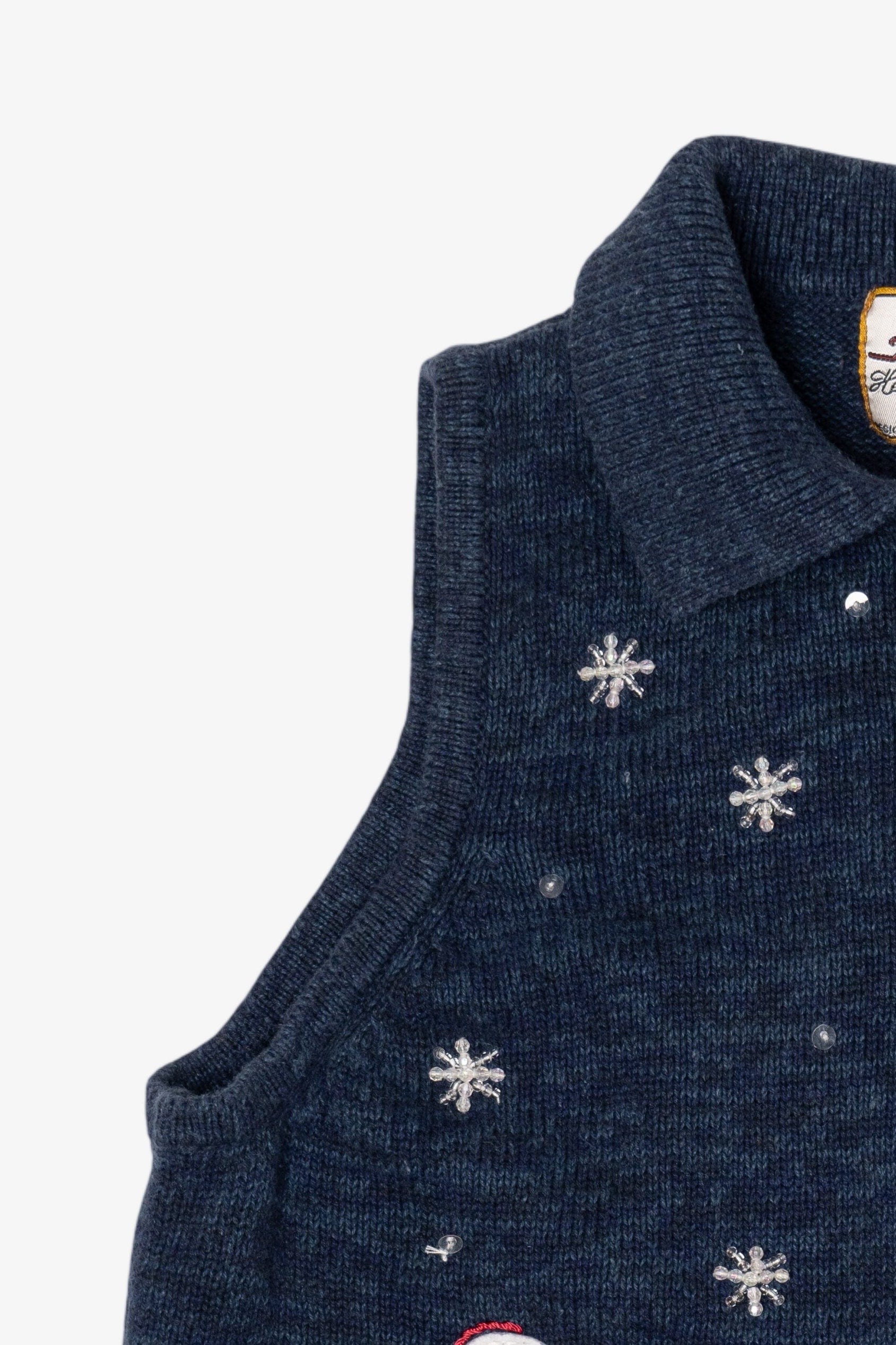 Vintage Blue Heirloom Collectible Snowmen Ugly Christmas Vest (2000s)