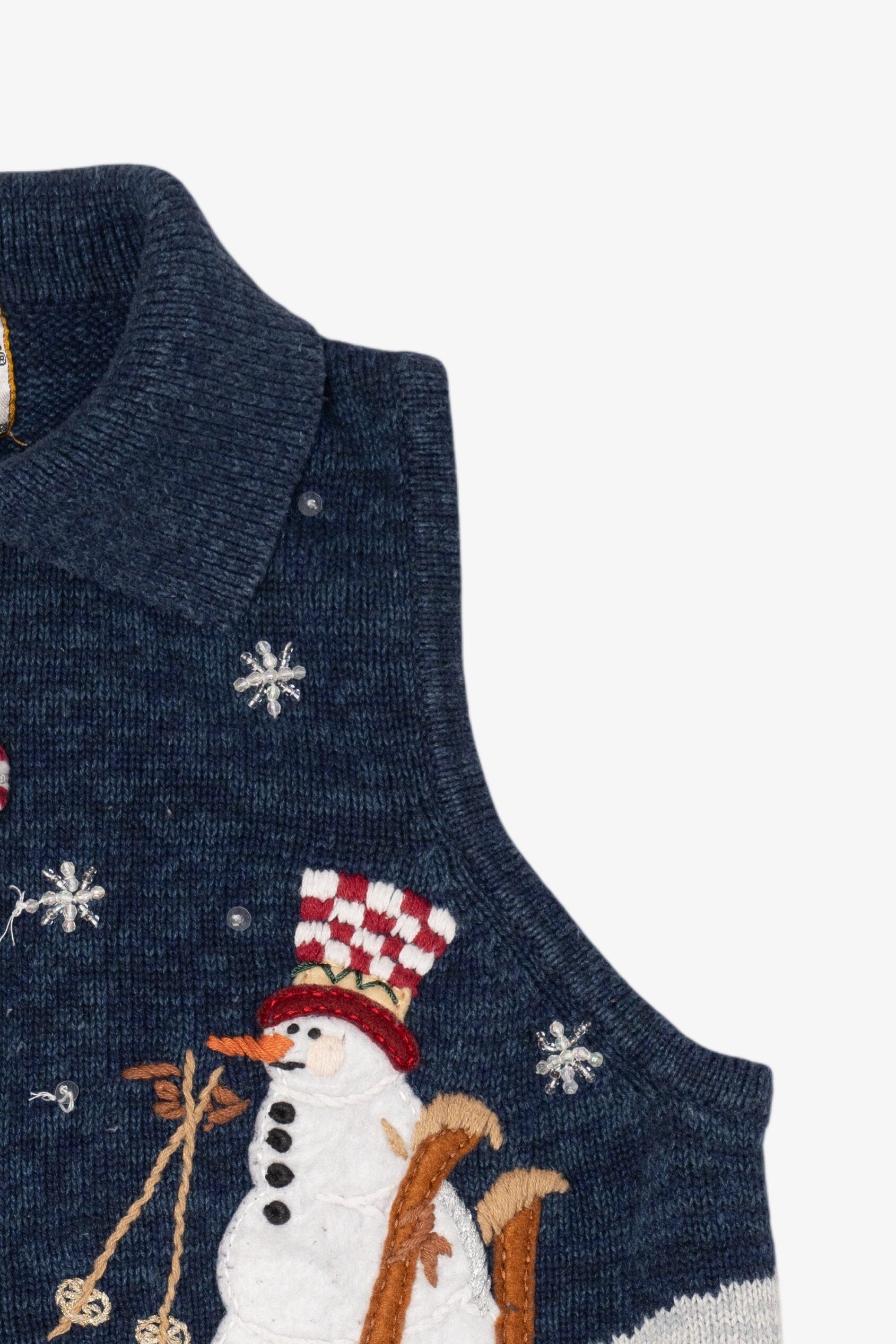 Vintage Blue Heirloom Collectible Snowmen Ugly Christmas Vest (2000s)