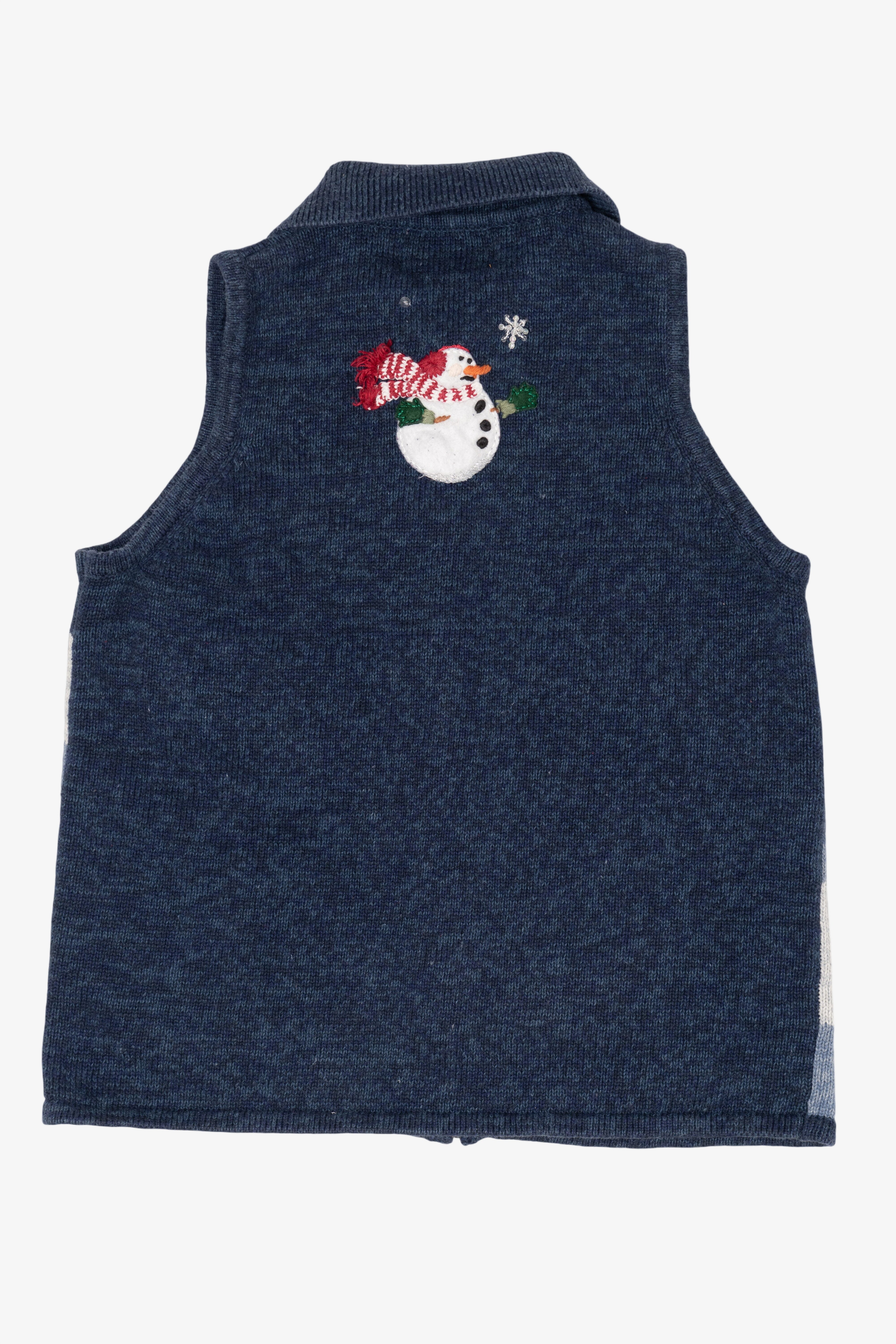 Vintage Blue Heirloom Collectible Snowmen Ugly Christmas Vest (2000s)