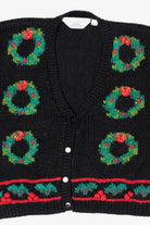 Vintage Hand Knit Black Blair Boutique Wreaths Ugly Christmas Vest (1990s)