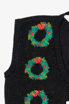 Vintage Hand Knit Black Blair Boutique Wreaths Ugly Christmas Vest (1990s)