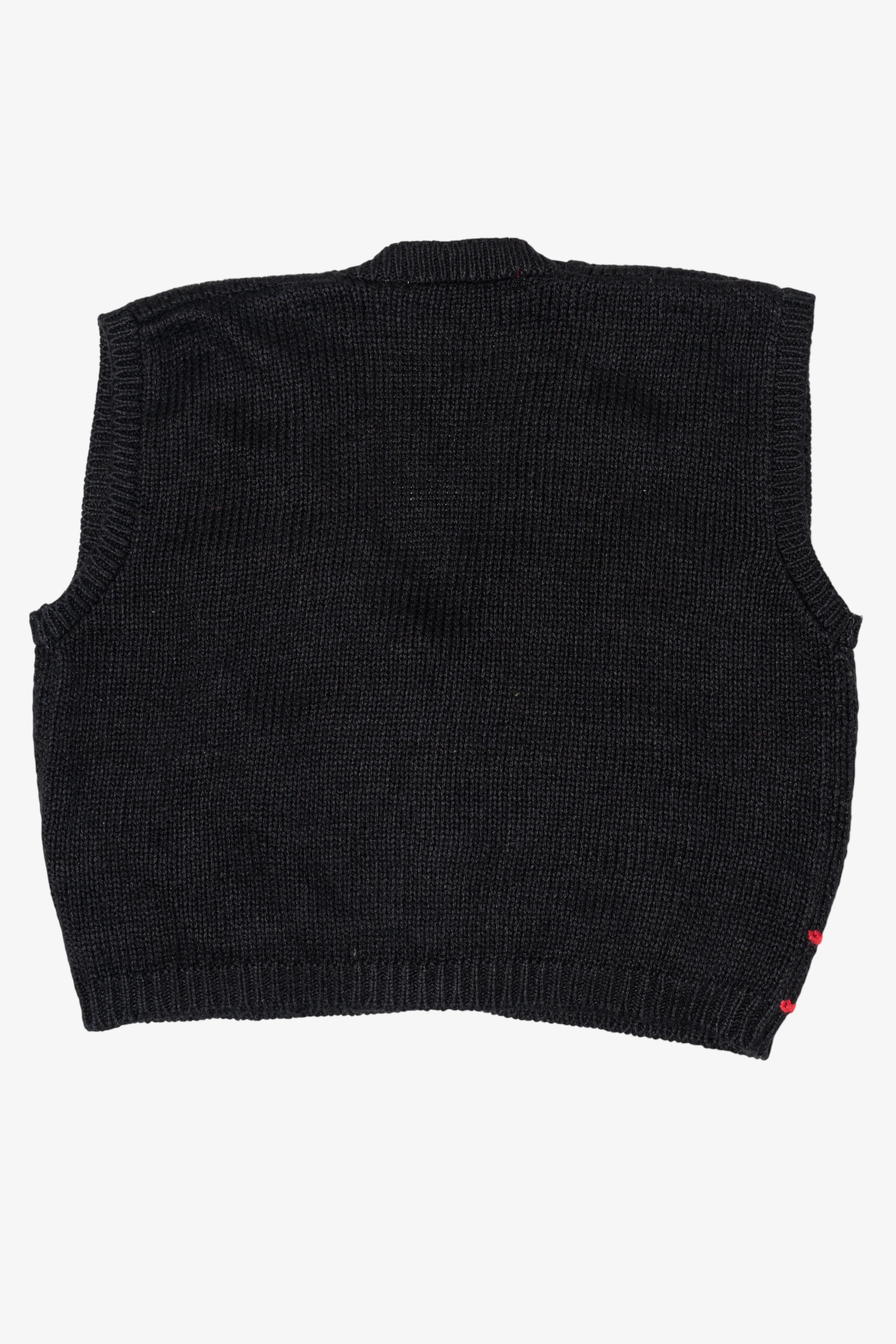 Vintage Hand Knit Black Blair Boutique Wreaths Ugly Christmas Vest (1990s)