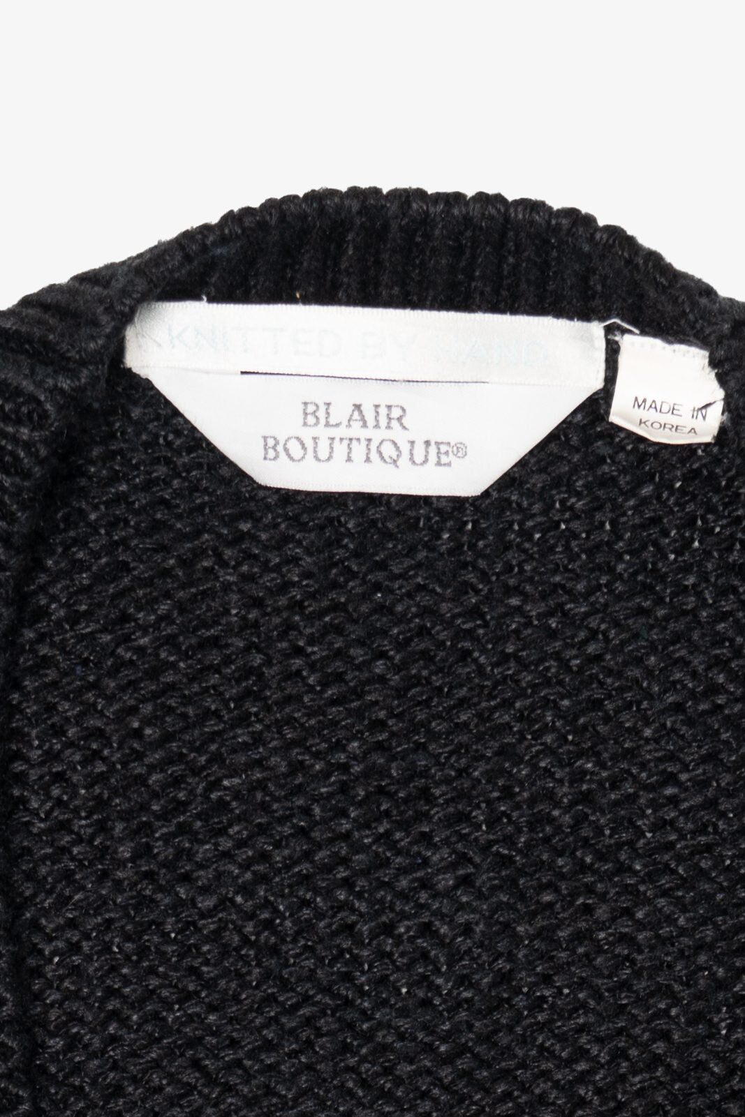 Vintage Hand Knit Black Blair Boutique Wreaths Ugly Christmas Vest (1990s)