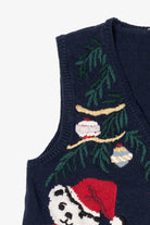 Vintage Navy Blue Capacity Teddy Bears Ugly Christmas Vest (1990s)