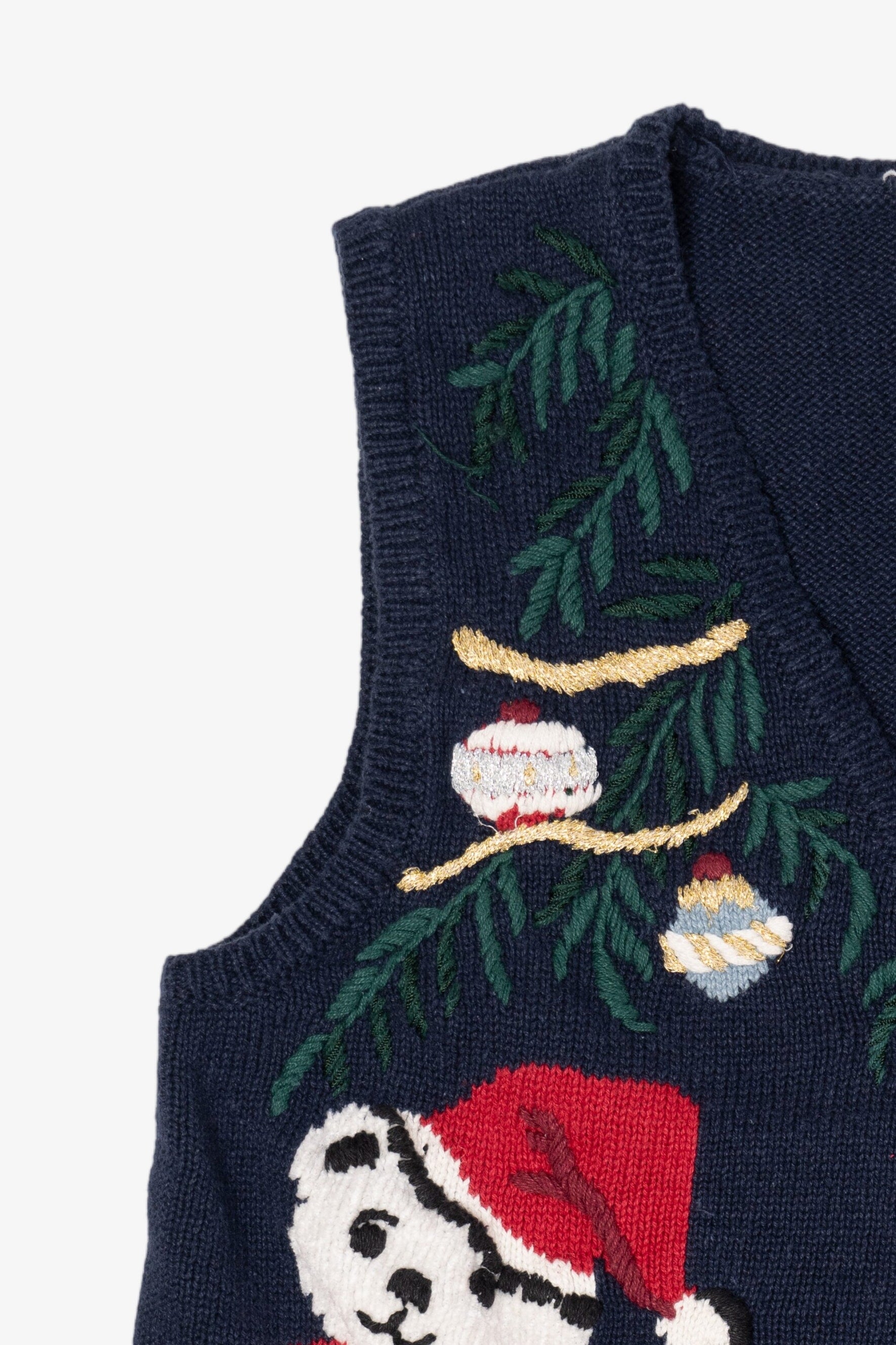 Vintage Navy Blue Capacity Teddy Bears Ugly Christmas Vest (1990s)