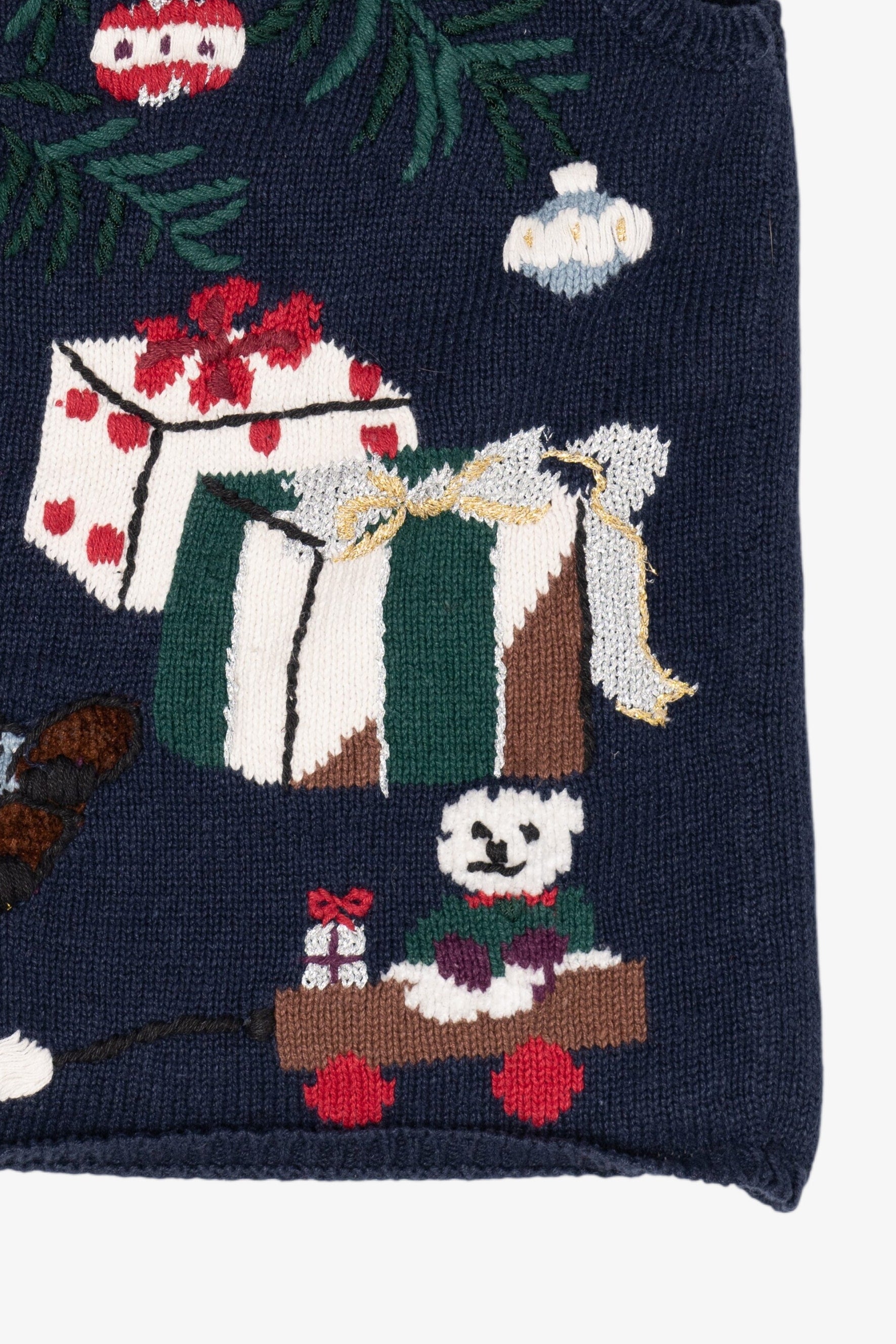 Vintage Navy Blue Capacity Teddy Bears Ugly Christmas Vest (1990s)