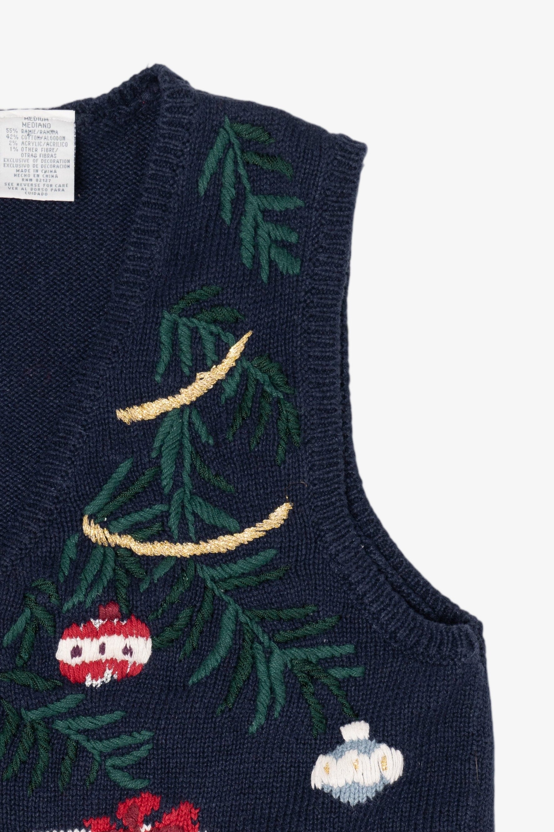 Vintage Navy Blue Capacity Teddy Bears Ugly Christmas Vest (1990s)