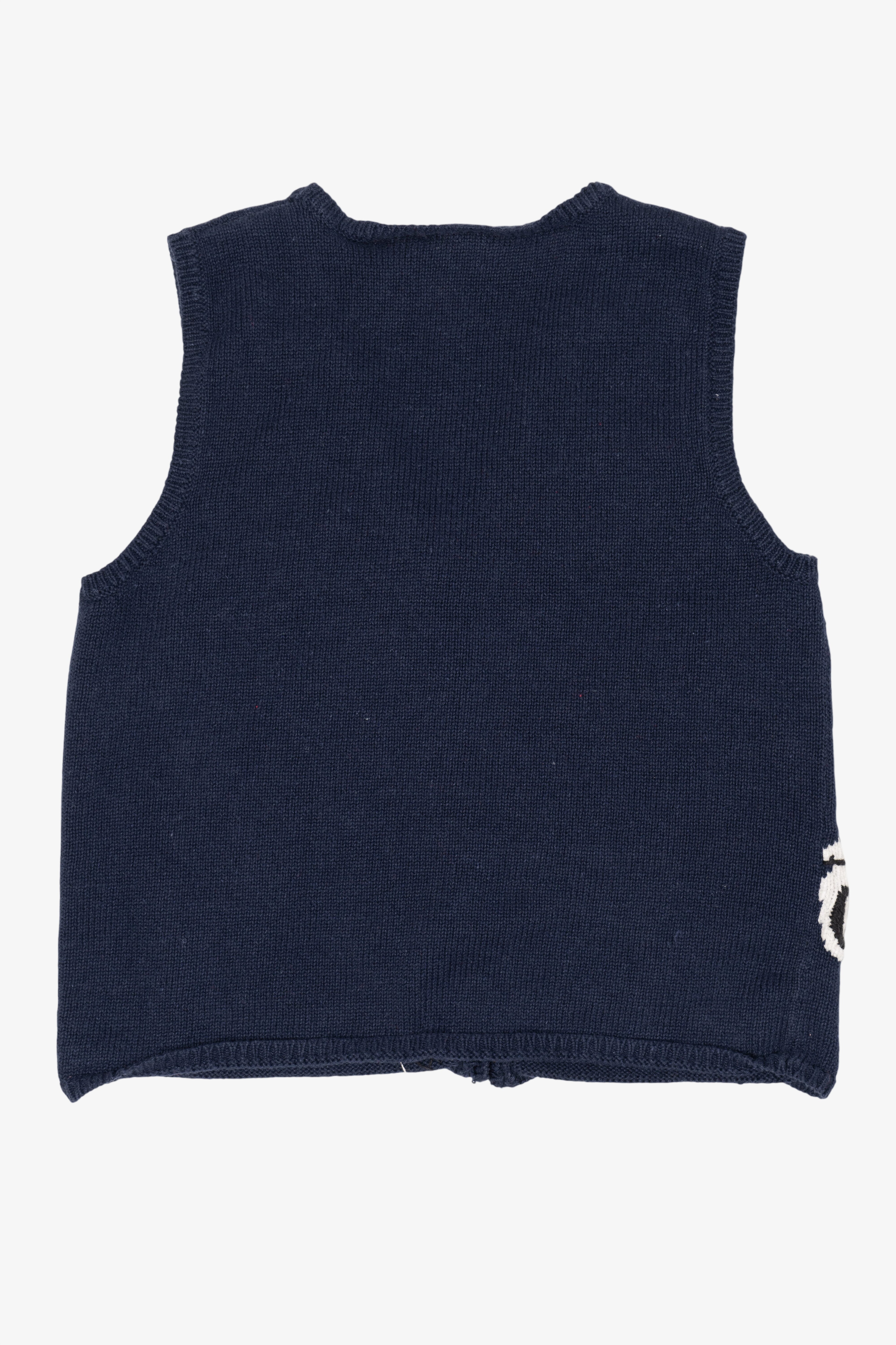 Vintage Navy Blue Capacity Teddy Bears Ugly Christmas Vest (1990s)