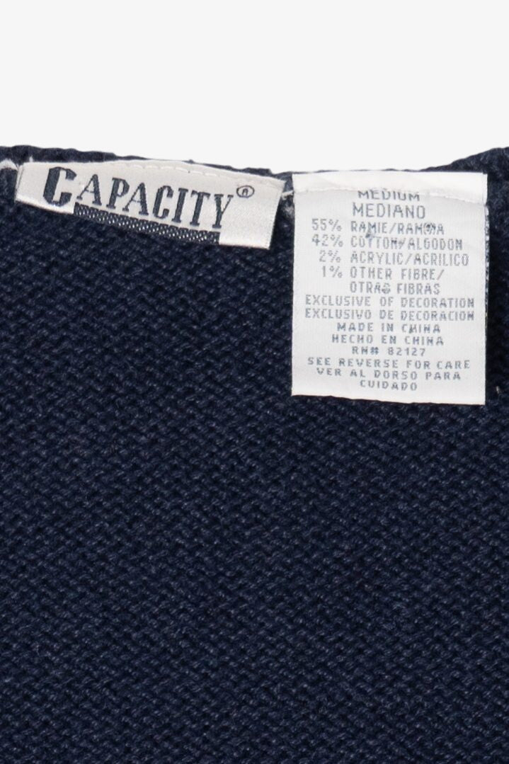 Vintage Navy Blue Capacity Teddy Bears Ugly Christmas Vest (1990s)