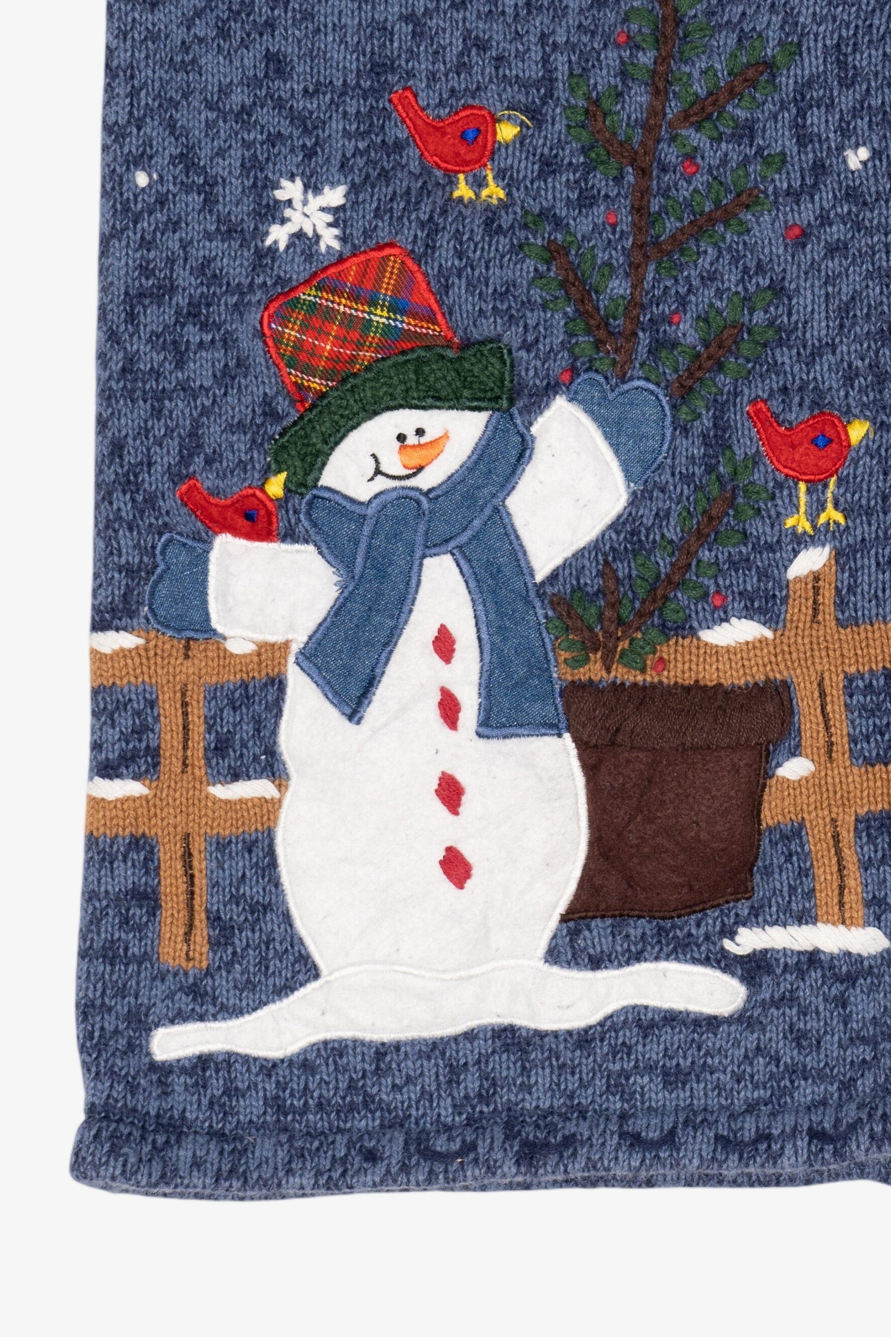 Vintage Blue Bobbie Brooks Snowmen Ugly Christmas Vest (1990s)