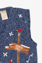 Vintage Blue Bobbie Brooks Snowmen Ugly Christmas Vest (1990s)