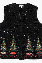 Vintage Black Charter Club Trees Ugly Christmas Vest (1990s)