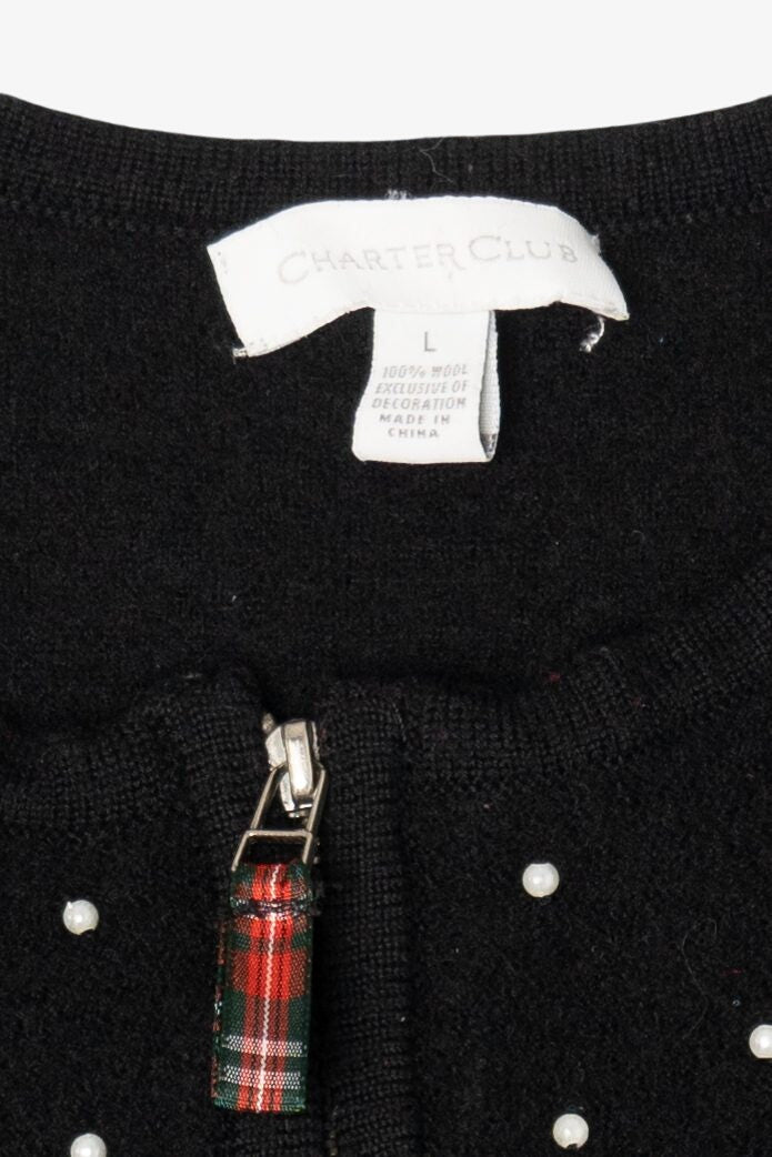 Vintage Black Charter Club Trees Ugly Christmas Vest (1990s)
