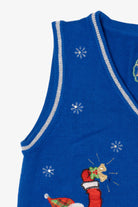 Vintage Blue Santa Fireplace Ugly Christmas Vest (2000s)