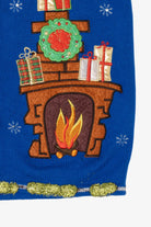 Vintage Blue Santa Fireplace Ugly Christmas Vest (2000s)