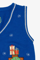 Vintage Blue Santa Fireplace Ugly Christmas Vest (2000s)