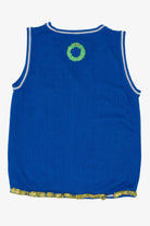 Vintage Blue Santa Fireplace Ugly Christmas Vest (2000s)
