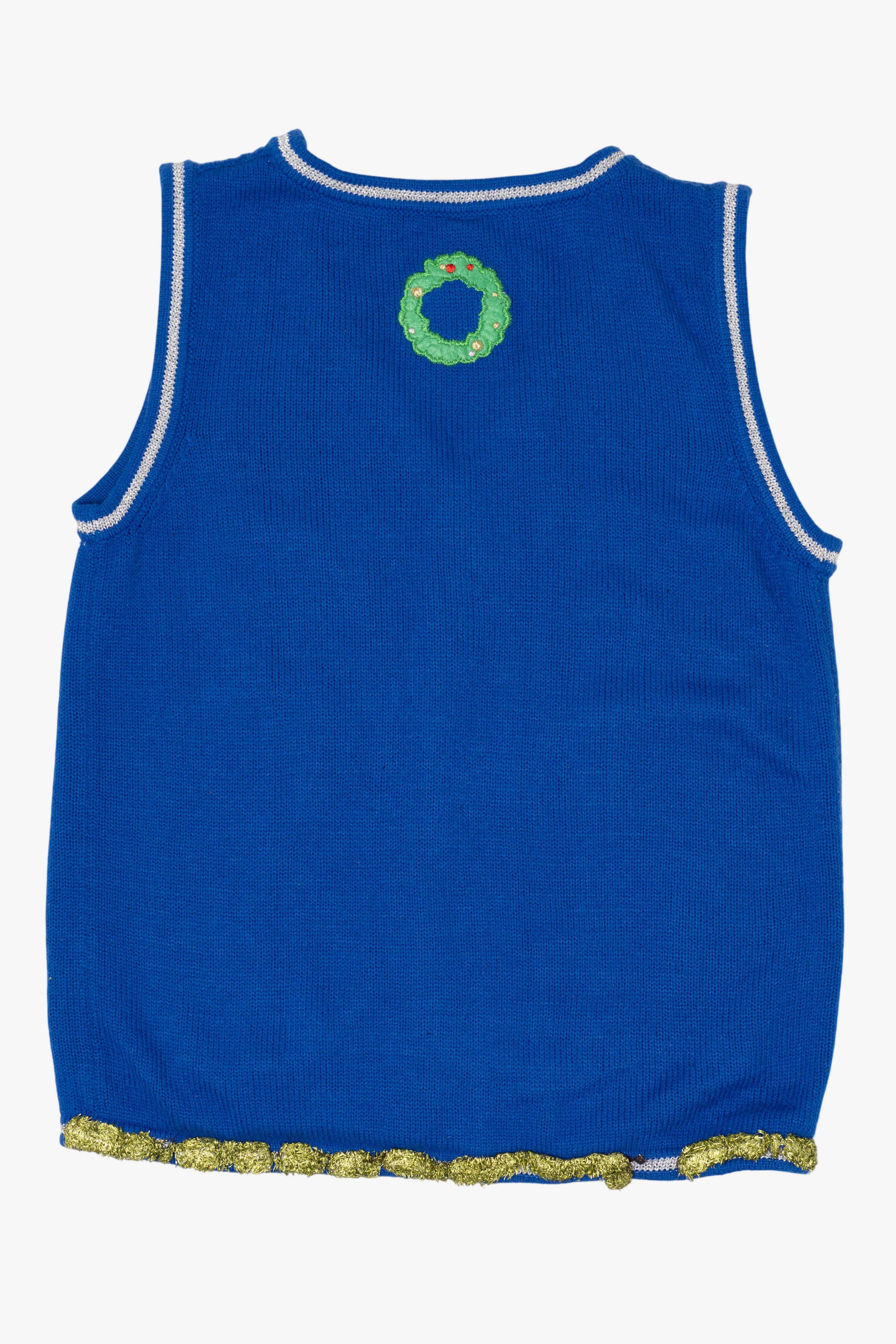 Vintage Blue Santa Fireplace Ugly Christmas Vest (2000s)