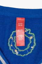 Vintage Blue Santa Fireplace Ugly Christmas Vest (2000s)