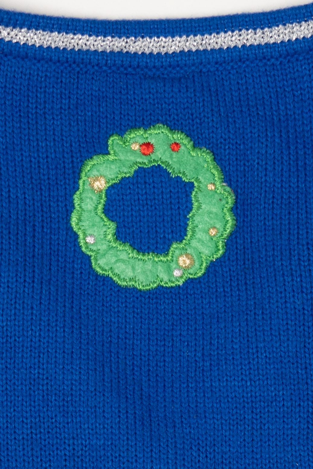 Vintage Blue Santa Fireplace Ugly Christmas Vest (2000s)