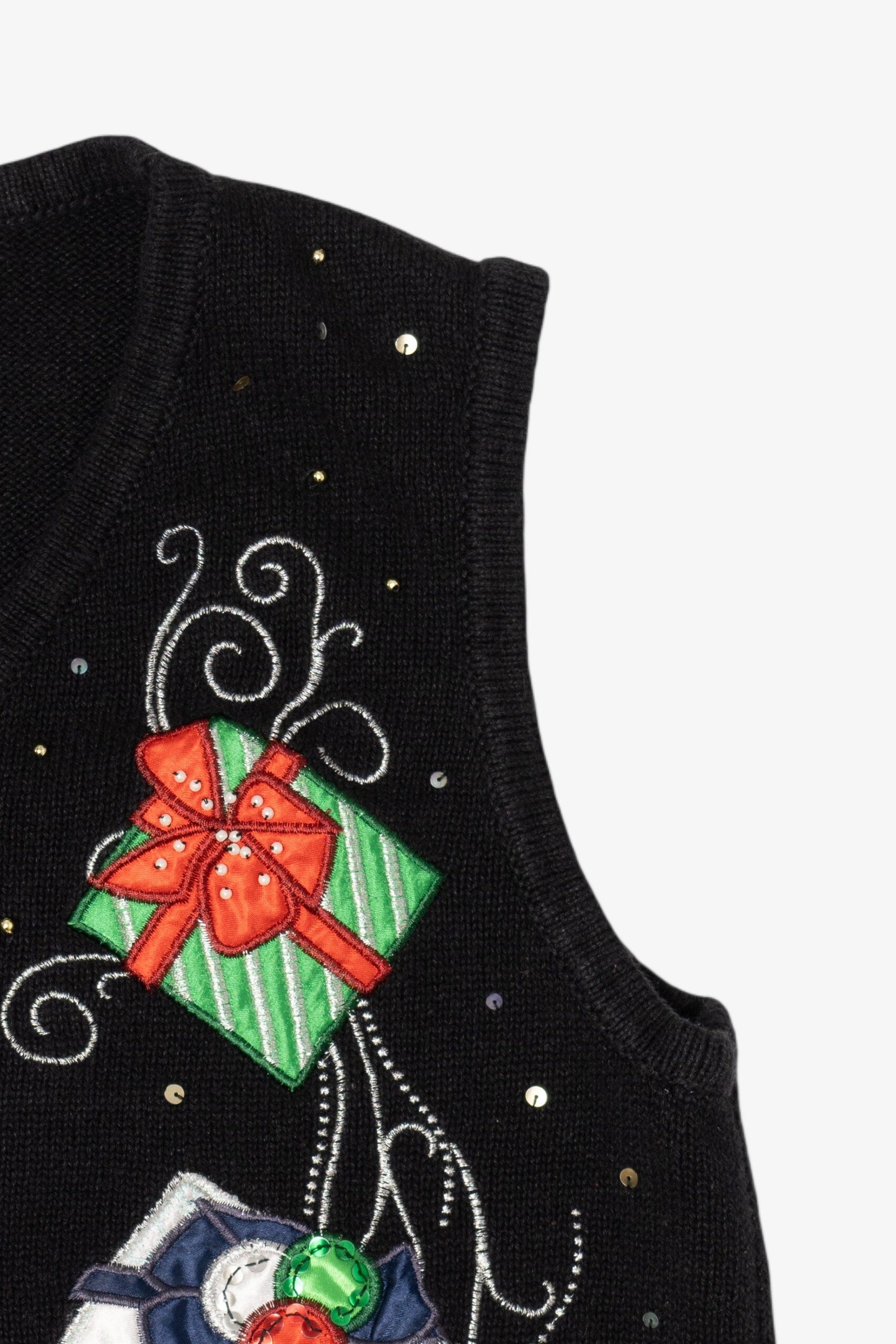 Vintage Black Tru Self Presents Ugly Christmas Vest (1990s)