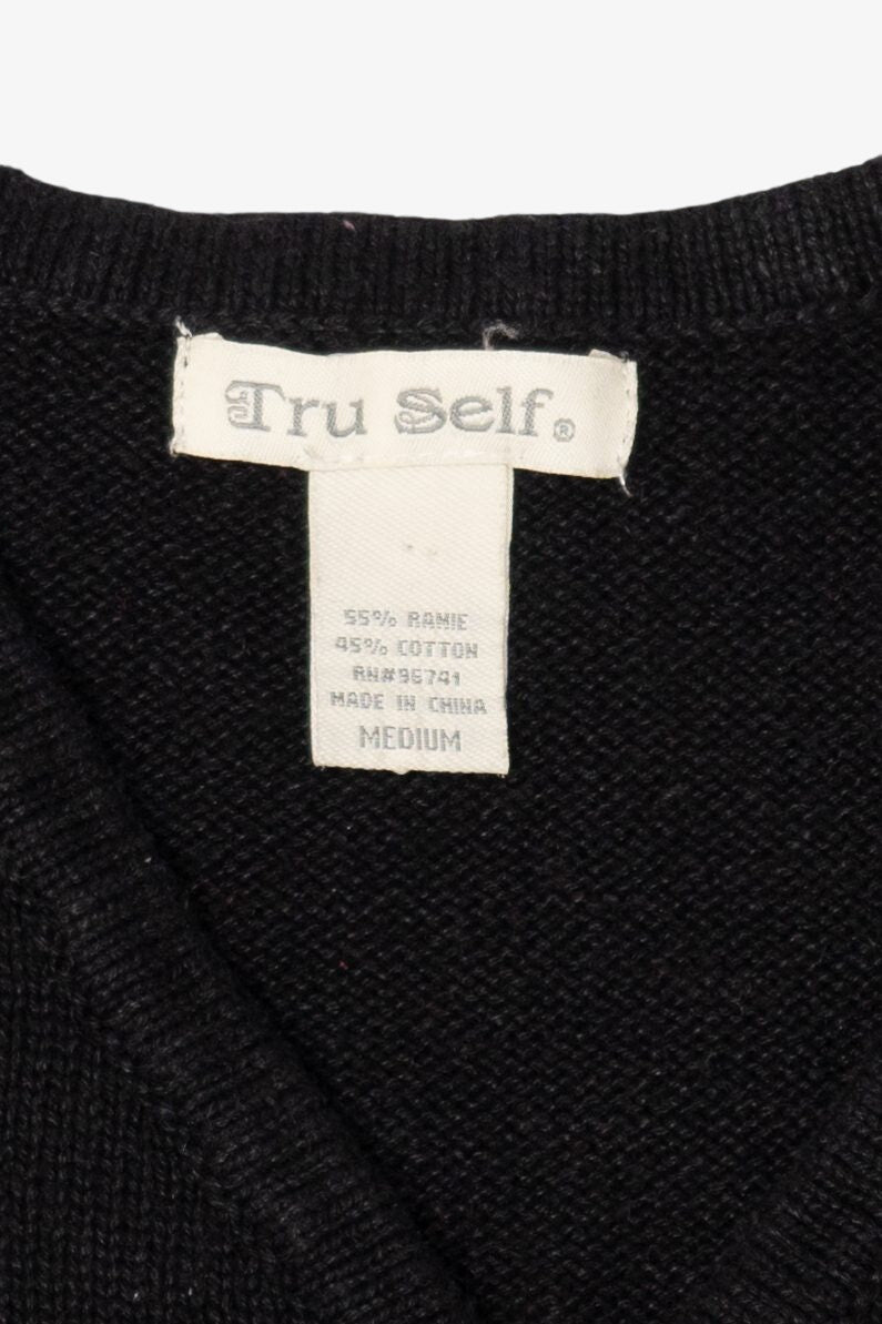 Vintage Black Tru Self Presents Ugly Christmas Vest (1990s)