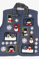 Vintage Blue Belle Pointe Snowmen Ugly Christmas Vest (1990s)