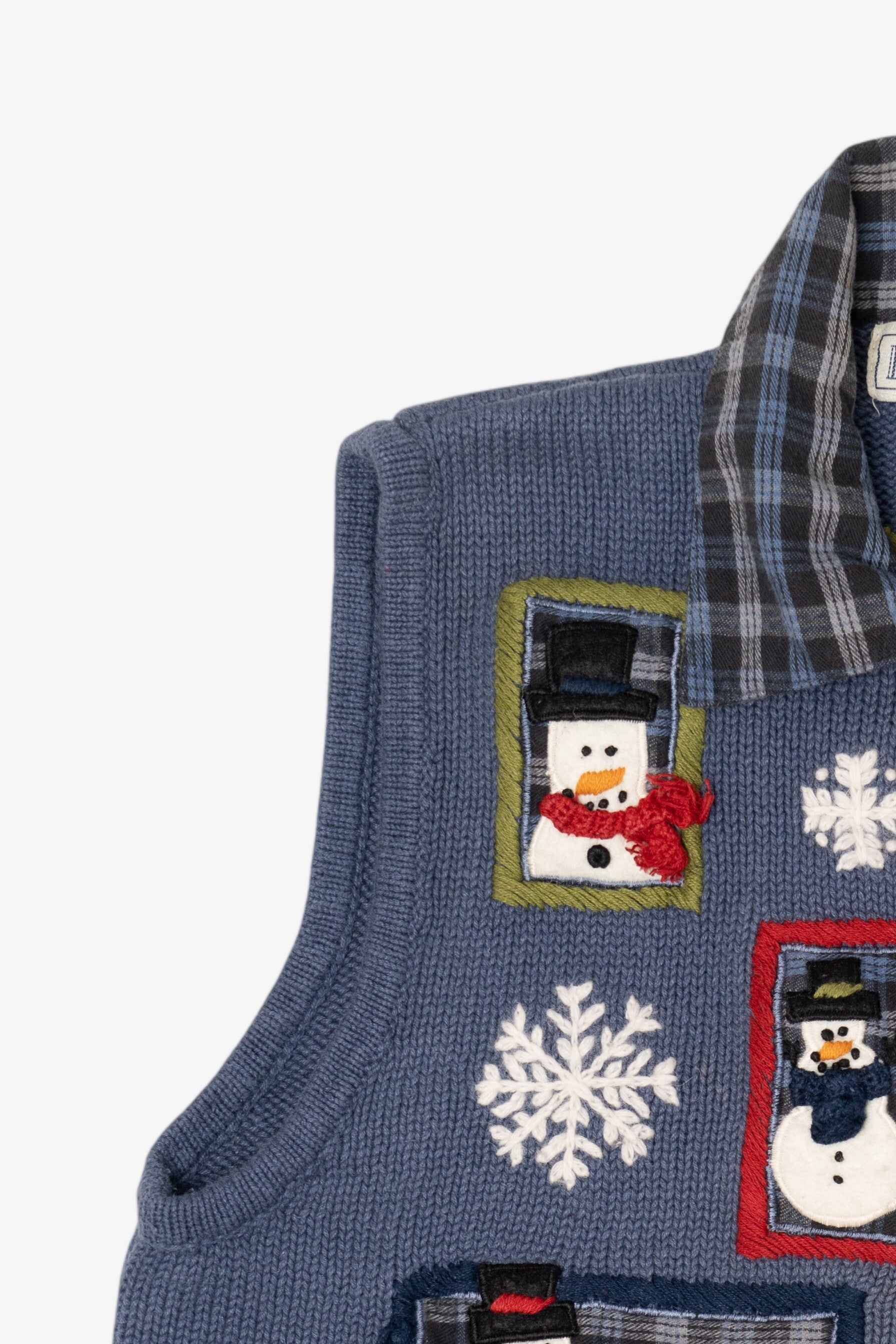 Vintage Blue Belle Pointe Snowmen Ugly Christmas Vest (1990s)