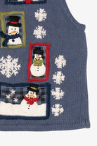 Vintage Blue Belle Pointe Snowmen Ugly Christmas Vest (1990s)