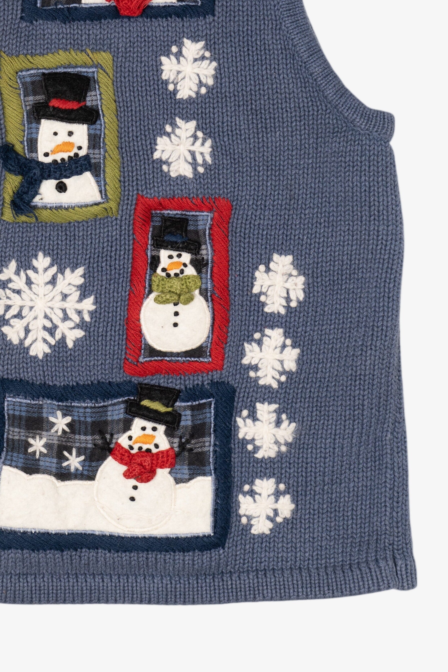 Vintage Blue Belle Pointe Snowmen Ugly Christmas Vest (1990s)