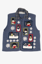 Vintage Blue Belle Pointe Snowmen Ugly Christmas Vest (1990s)