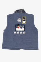 Vintage Blue Belle Pointe Snowmen Ugly Christmas Vest (1990s)