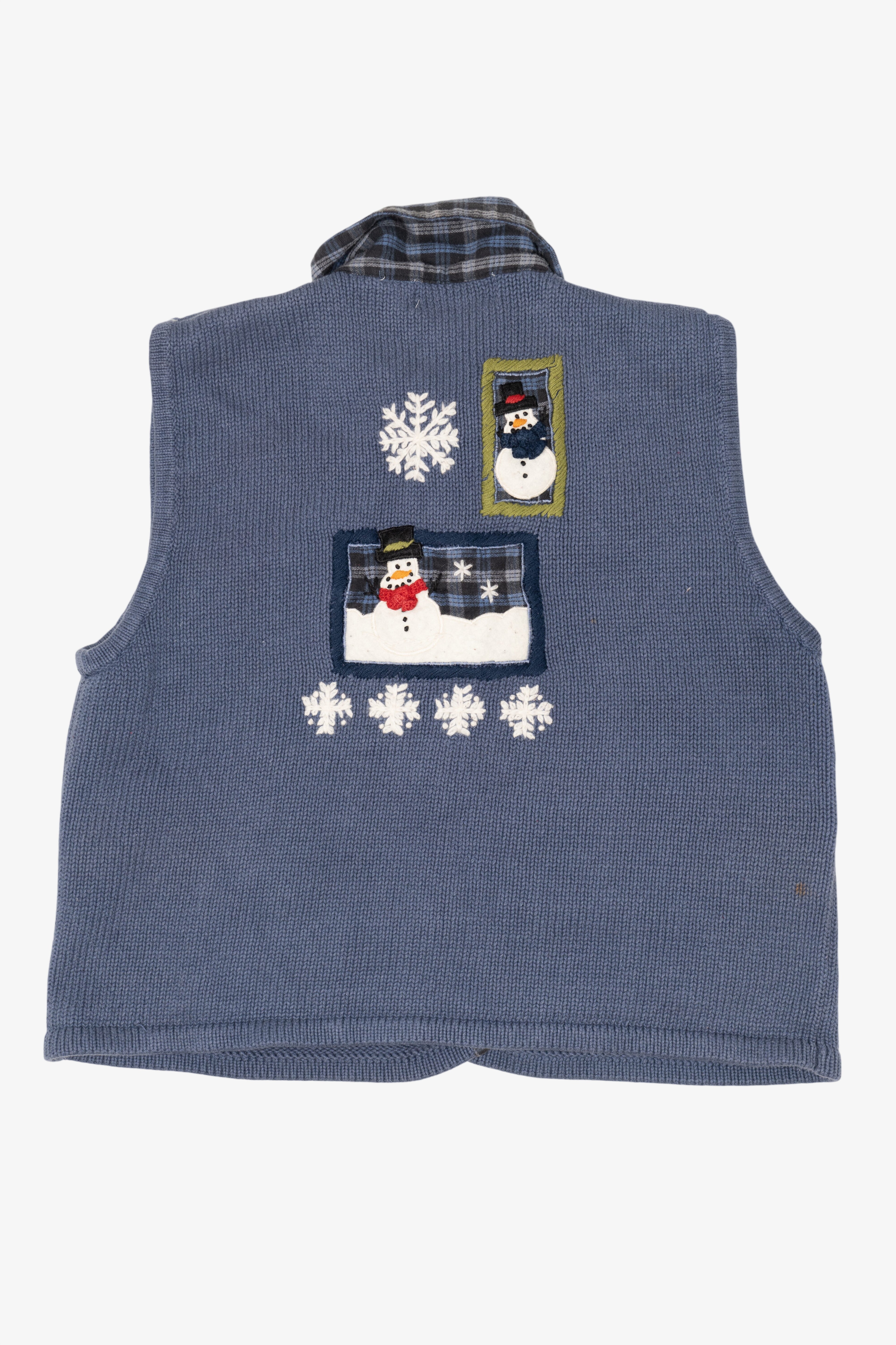 Vintage Blue Belle Pointe Snowmen Ugly Christmas Vest (1990s)