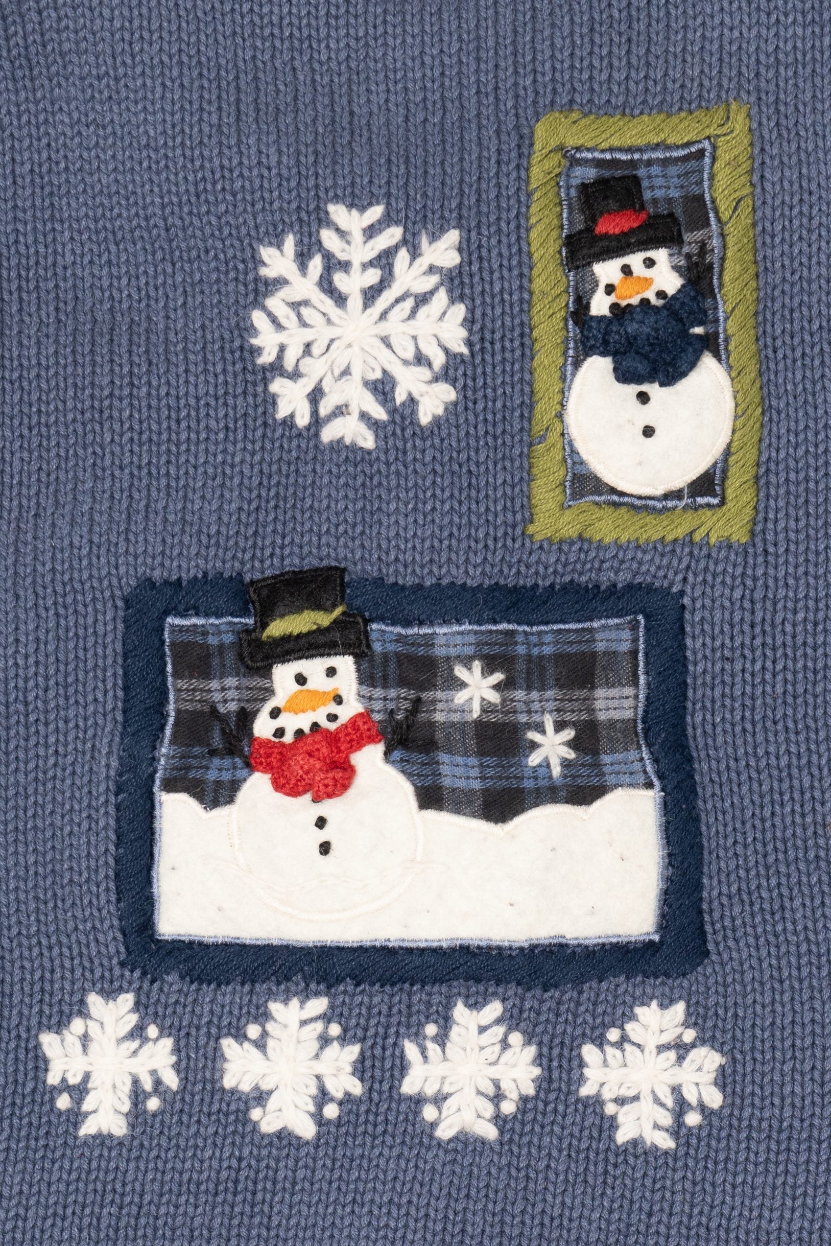 Vintage Blue Belle Pointe Snowmen Ugly Christmas Vest (1990s)