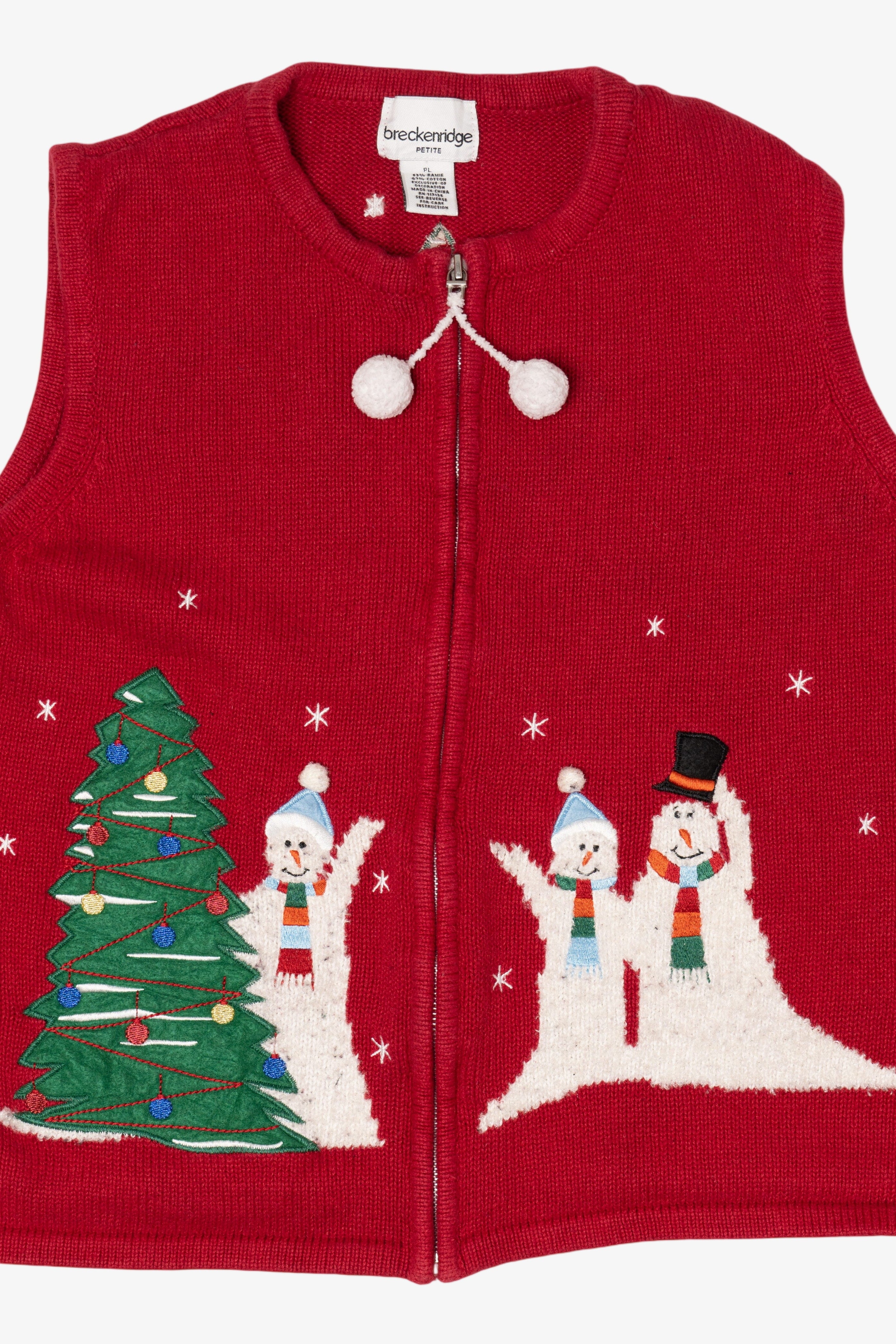 Vintage Red Breckenridge Snowmen Ugly Christmas Vest (1990s)