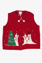 Vintage Red Breckenridge Snowmen Ugly Christmas Vest (1990s)