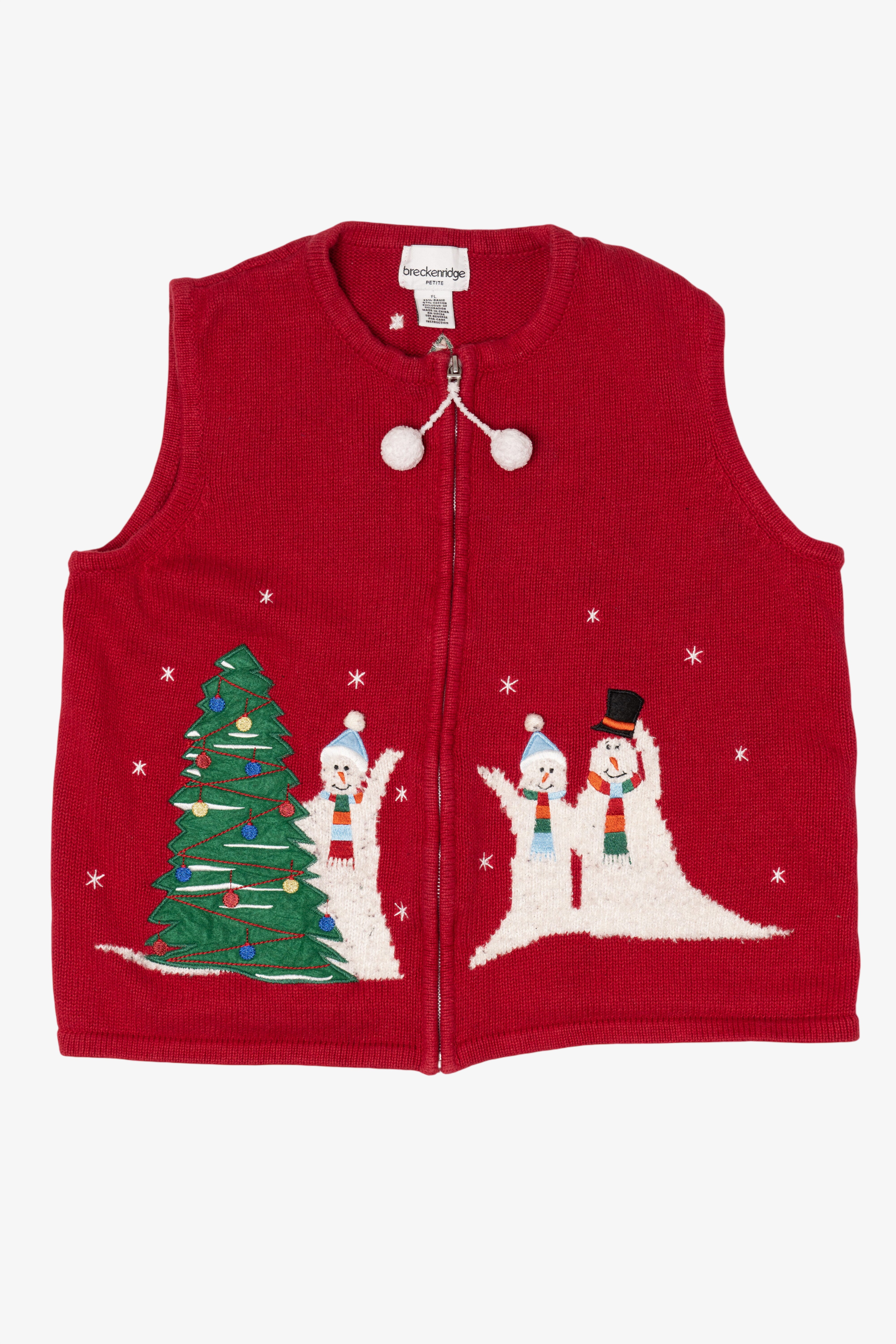 Vintage Red Breckenridge Snowmen Ugly Christmas Vest (1990s)