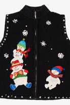 Vintage Black Designers Originals Studio Snowmen Ugly Christmas Vest (1990s)