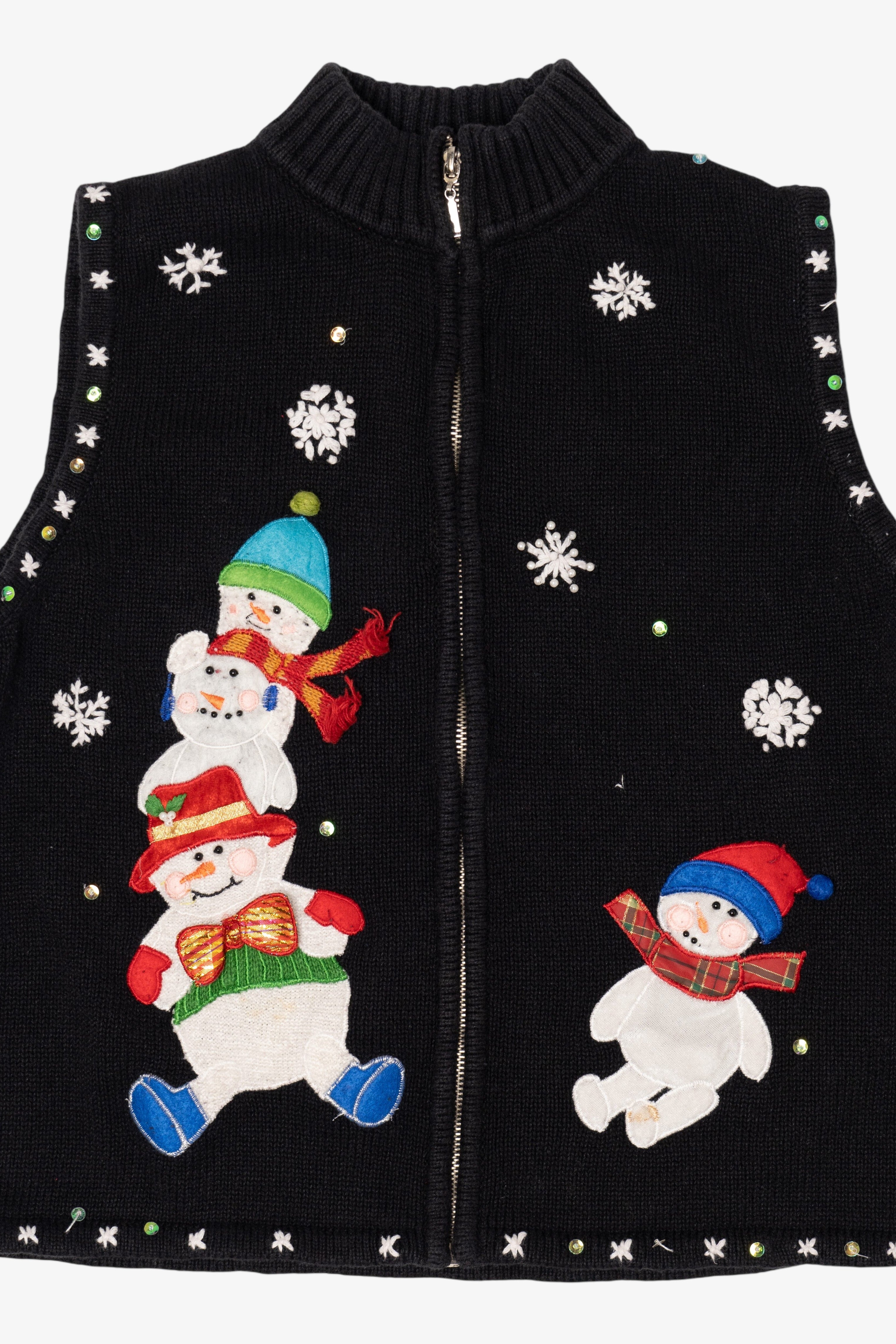 Vintage Black Designers Originals Studio Snowmen Ugly Christmas Vest (1990s)
