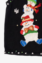 Vintage Black Designers Originals Studio Snowmen Ugly Christmas Vest (1990s)