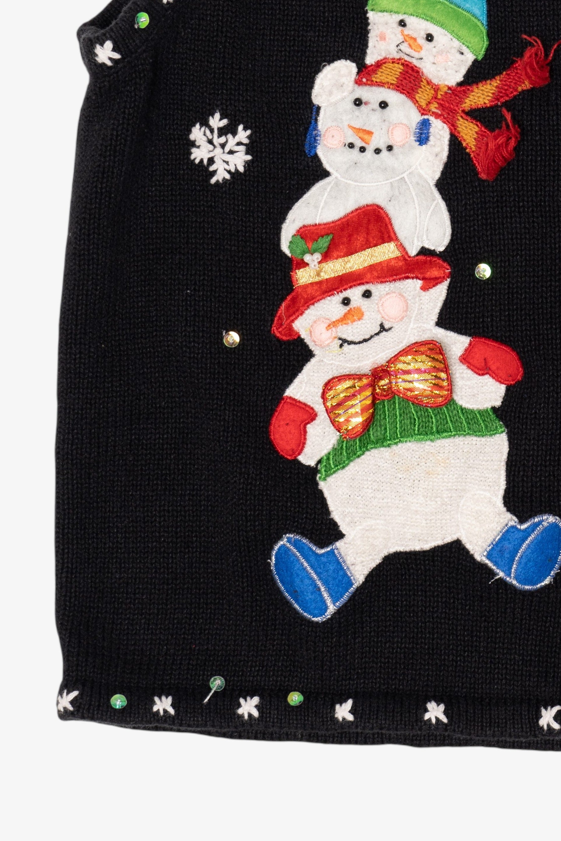 Vintage Black Designers Originals Studio Snowmen Ugly Christmas Vest (1990s)
