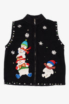Vintage Black Designers Originals Studio Snowmen Ugly Christmas Vest (1990s)