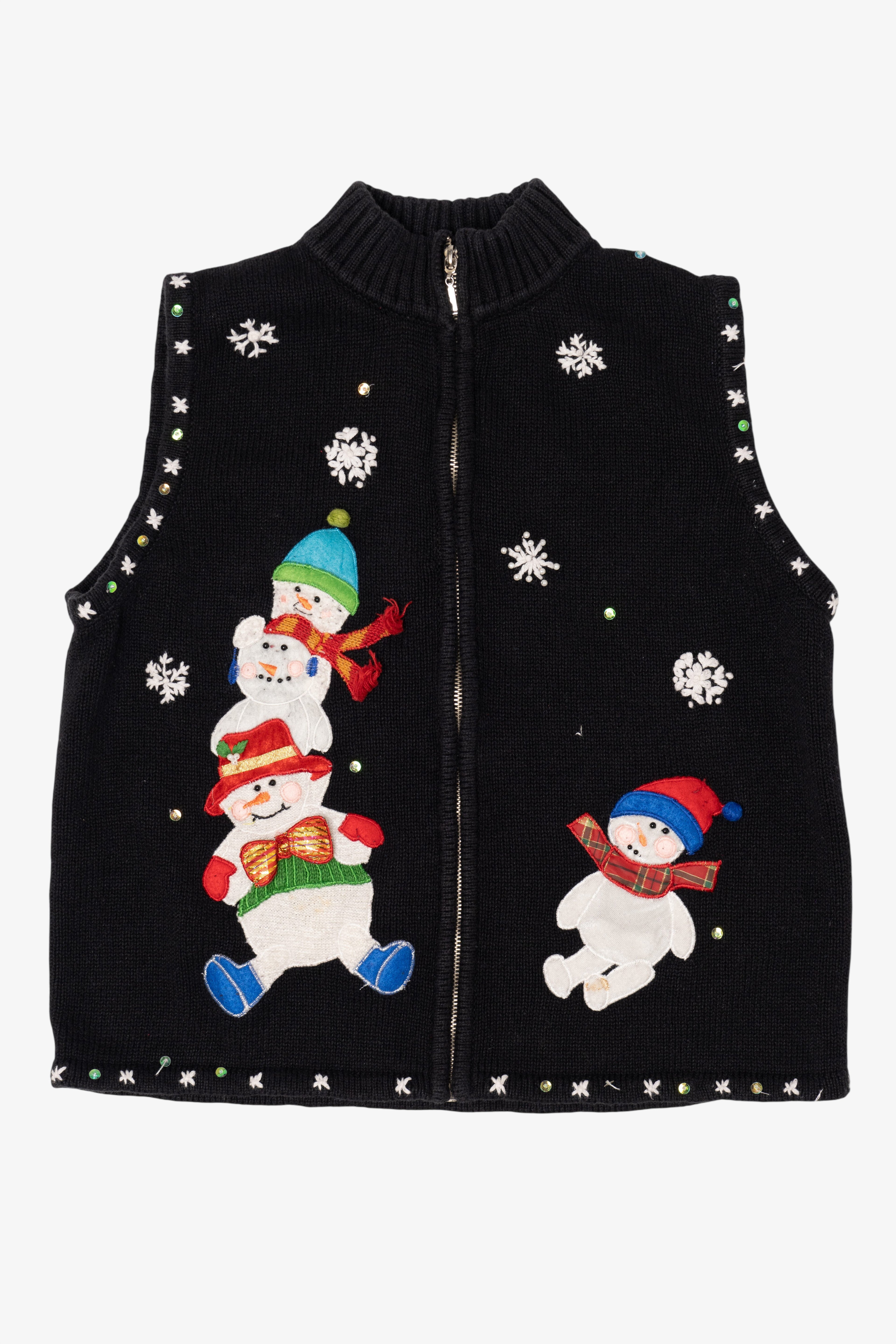 Vintage Black Designers Originals Studio Snowmen Ugly Christmas Vest (1990s)