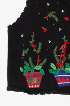 Vintage Black Designers Originals Studio Flowers Ugly Christmas Vest (1990s)