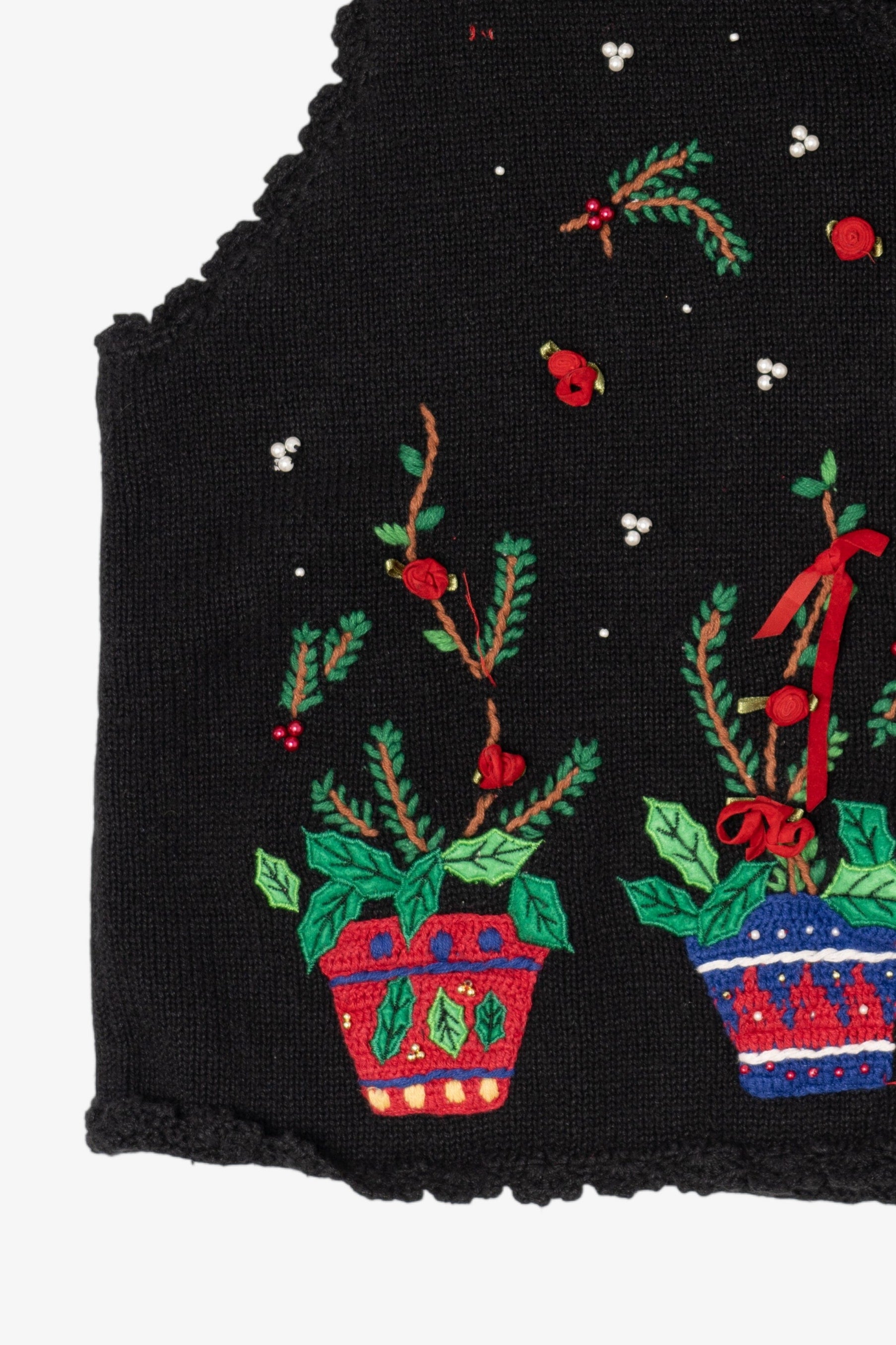 Vintage Black Designers Originals Studio Flowers Ugly Christmas Vest (1990s)