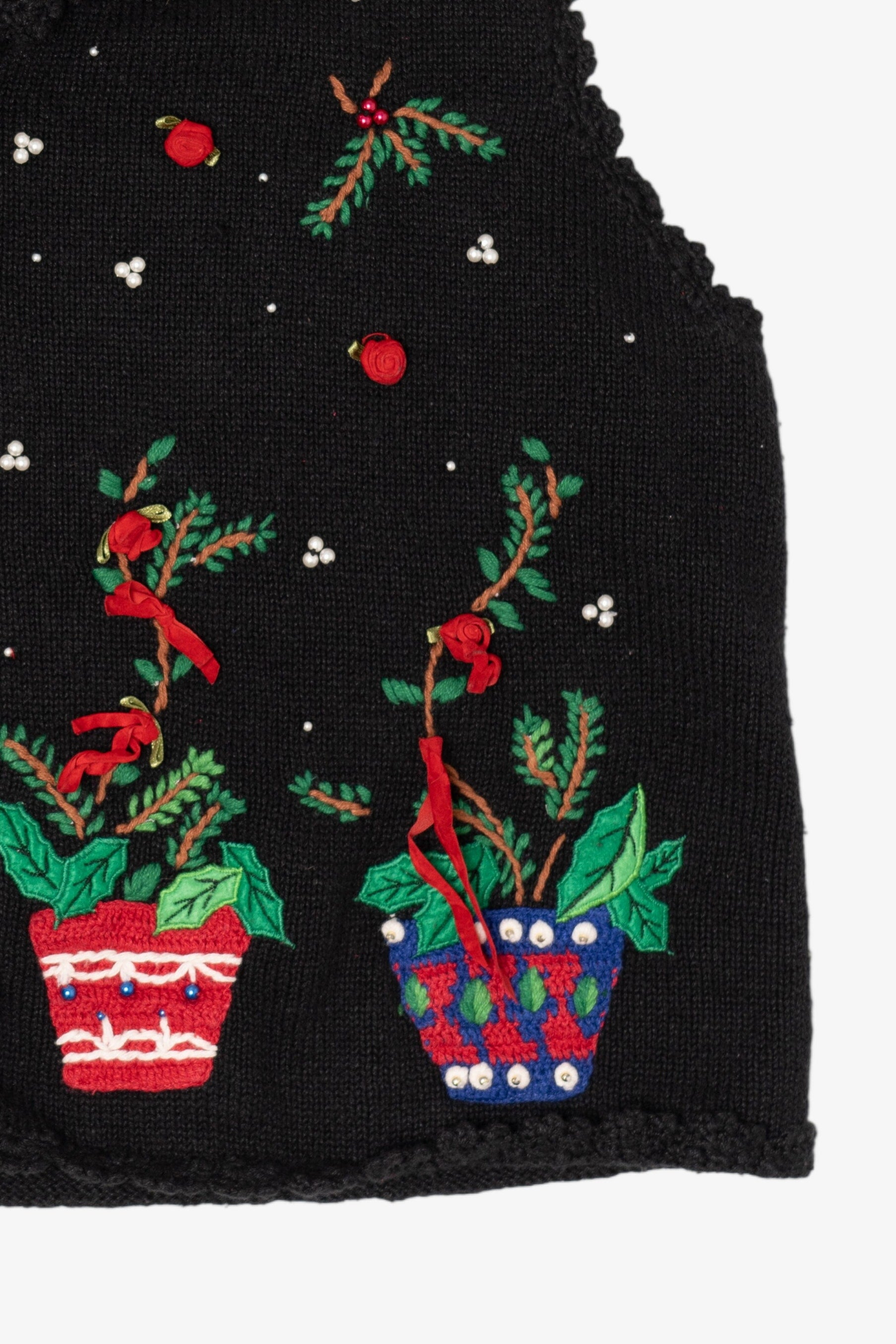 Vintage Black Designers Originals Studio Flowers Ugly Christmas Vest (1990s)