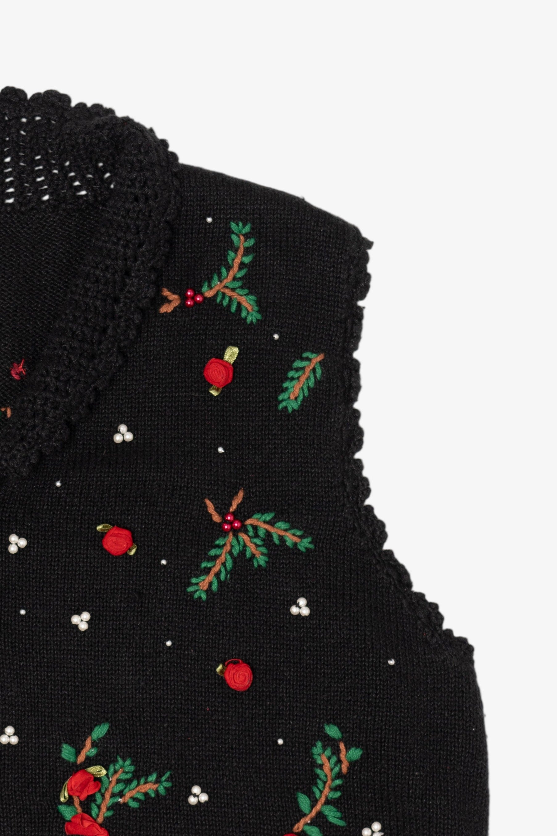 Vintage Black Designers Originals Studio Flowers Ugly Christmas Vest (1990s)