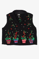 Vintage Black Designers Originals Studio Flowers Ugly Christmas Vest (1990s)
